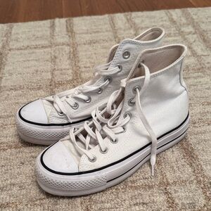 Converse White High-Top, Platform Sneakers